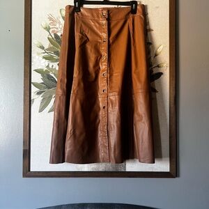 Zara Tan Leather A-Line Skirt